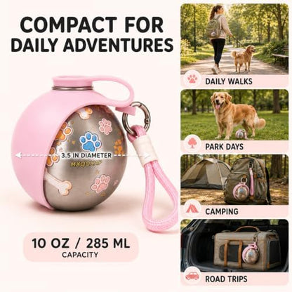 Dog Water Bottle Portable with Foldable Bowl, Stainless Steel - Image 4