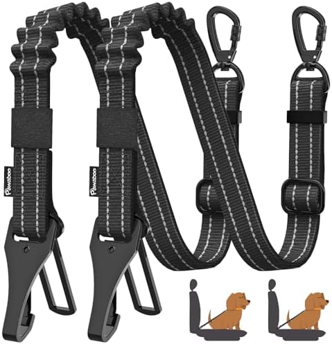 Pawaboo 2Pack Dog Car Seatbelt, 3-in-1 Dog Tether with Buckle & Hook Latch by Pawaboo