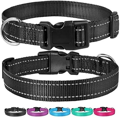 Reflective Dog Collar, Puppy Collar with Buckle Adjustable, Black L - Image 6