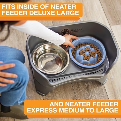 The Niner Slow Feed Bowl - Raised Peaks Slow Down Pets Eating - Fits Elevated Feeders Including Neater Feeder Large Sizes - Gentle on Teeth and Gums - Holds up to 2 Cups (Blue) - Image 4