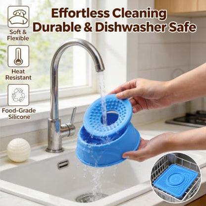 Slow Feeder Dog Bowls & Lick Mat for Liquid and Thick Treat(Blue) - Image 3