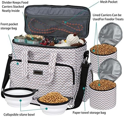 BAGLHER Dog Travel Bag, Pet Travel Bag (ALL Pet Travel Supplies), With 2 Pet Food Containers and 2 Collapsible Silicone Bowls; Essential Kits for Pet Travel BLW - Image 5