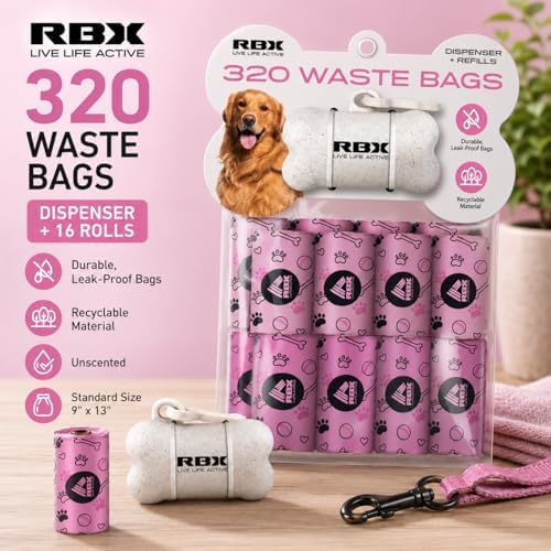 RBX Dog Poop Bags with Leash Holder, 320 Bags, 16 Refill Rolls - Image 2