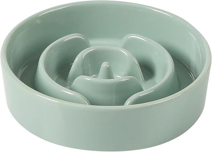 Ceramic 0.9 Cup Dog Bowl Slow Feeder for Small Dog, 6.1inch Pet Puzzle Slow Feeder, Stop Bloat, Preventing Choking(1 Bowl-Light Green)