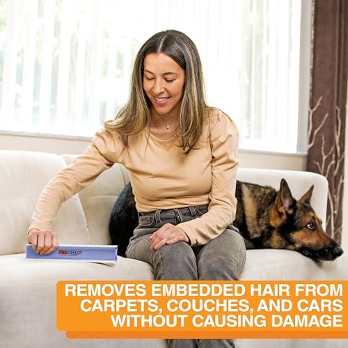FurDozer Pet Hair Remover & Auto Detailing Tools - Cat & Dog Hair Remover for Carpets, Car Interiors, Couches, Bedding, & Pet Furniture (Purple, X3 MEGA - 10" Long) - Image 3