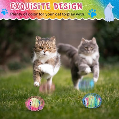 Jecery 5 Pcs Cat Toys Spring,Monster,Rainbow Color - Image 4
