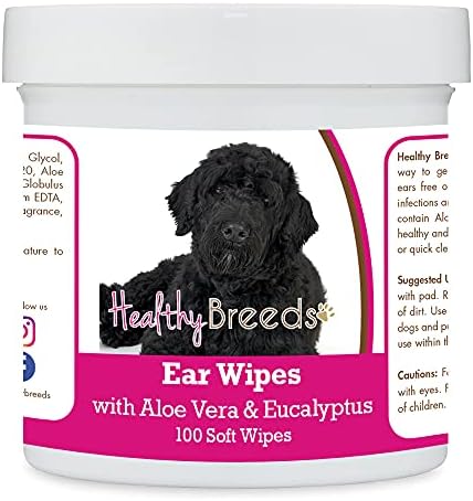 Healthy Breeds Portuguese Water Dog Ear Cleaning Wipes with Aloe & Eucalyptus for Dogs 100 Count by HealthyBreeds