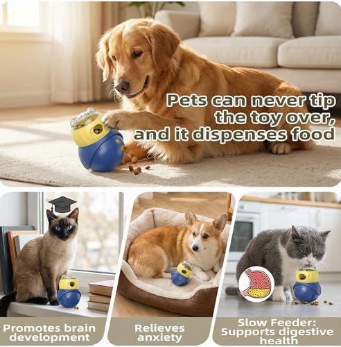 Cat Interactive Puzzle Feeder Toy, Adjustable Dog Toys Treat Food Dispenser for Indoor Cats, Safe Material for IQ Training, Relieve Boredom, Mental Stimulation and Bloat Prevention, Gifts - Image 4