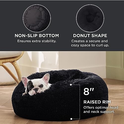 Bedsure Calming Small Dog Bed Donut Washable Cat＆Puppy Bed,23 inches Black - Image 3