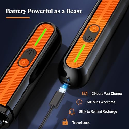 YABIFE 4-Lights Dog Nail Grinder, Easy Quick Locate Dog Nail Trimmers, for Puppy Paw Toenails or Pets from Small, Medium to Large, with Travel Lock, Whisper Quiet, Heavy Duty 3 Speeds - Image 6