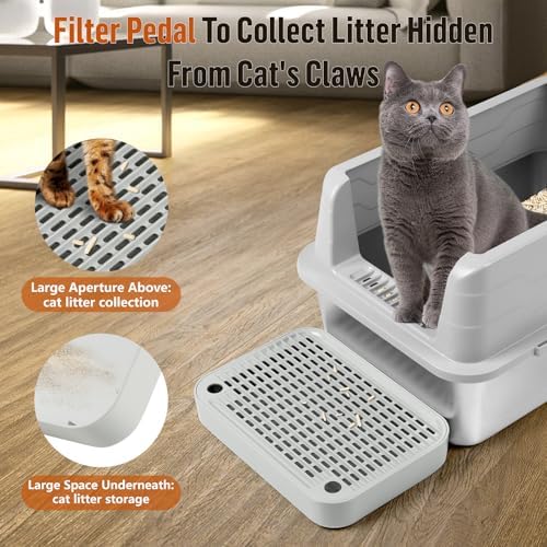 Cat Litter Box Step with Filter Function, Non-Slip Cat Step, Light Grey - Image 3
