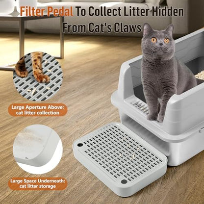 Cat Litter Box Step with Filter Function, Non-Slip Cat Step, Light Grey - Image 3