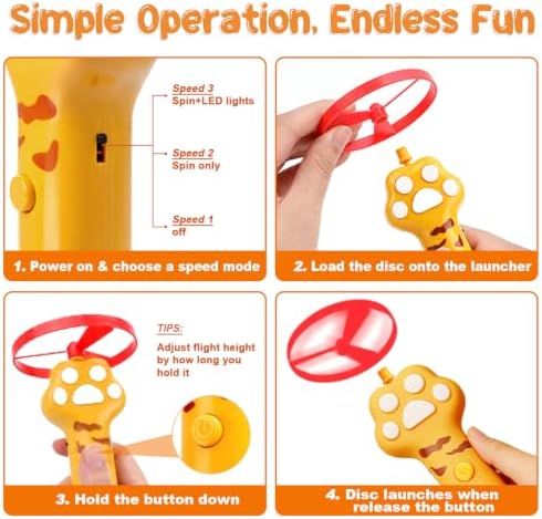 JIARON Interactive Rechargeable Cat Fetch Toy Disc Launcher, 8 Flying Discs Hunting Enrichment Toys for Indoor Outdoor Bored Kittens & Adult Cats, Cat Boredom Relief - Image 5