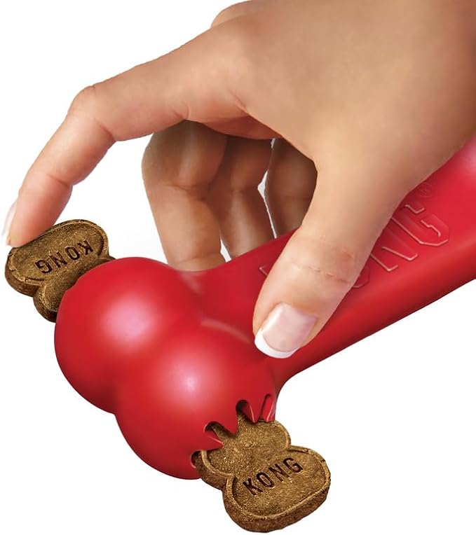 KONG Goodie Bone Small 2 Pack - Classic Durable Natural Rubber Dog Bone- Treat Dispensing - Red - for Small Dogs (2 Pack)