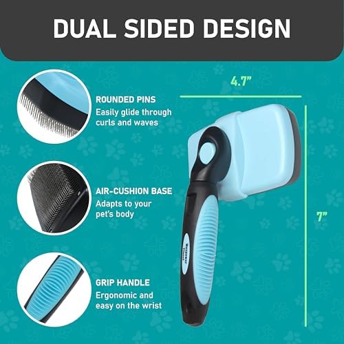 Maxpower Planet Pet Grooming Brush - Double Sided Shedding and Dematting Undercoat Rake Comb for Dogs and Cats,Extra Wide (C2 - Brush & Comb, Large) - Image 3