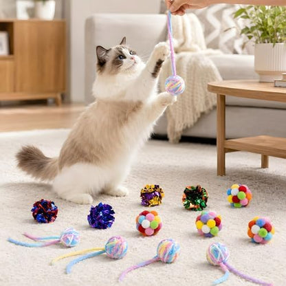 Cat Toy Balls with Bell & Crinkle Sounds, 12 Pack for Indoor Cats & Kittens - Image 4