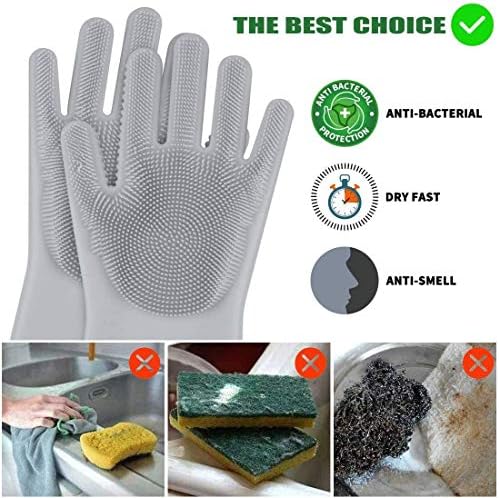 Sene Pet Grooming Gloves, Silicone Gloves Dog bathing supplies Hair Removal Gloves, High Density Teeth Bathing Shampoo Shedding Bath Brush Scrubber Washing for Dod and Cat - Image 4