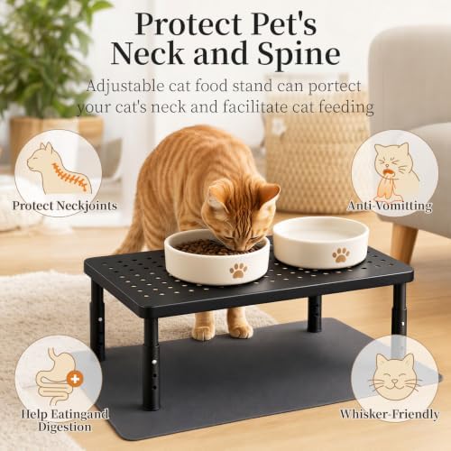 Adjustable Automatic Cat Feeder Stand - Elevated Cat Feeder Stand with 3 Height Settings, Fits Most Automatic Feeders & Tradition Bowls, Raised Pet Feeding Table Station for Cats & Small Dogs - Black - Image 5
