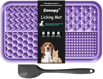 Licking Mat for Dogs & Cats with Suction Cups, 1 Pack Dog Slow Feeder Lick Pat for Anxiety Relief, Dog Toys Feeding Mat for Butter Yogurt Peanut, Pets Bathing Training Grooming Mat by GiftsforChildAdultandPet