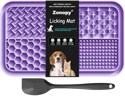 Licking Mat for Dogs & Cats with Suction Cups, 1 Pack Dog Slow Feeder Lick Pat for Anxiety Relief, Dog Toys Feeding Mat for Butter Yogurt Peanut, Pets Bathing Training Grooming Mat by GiftsforChildAdultandPet