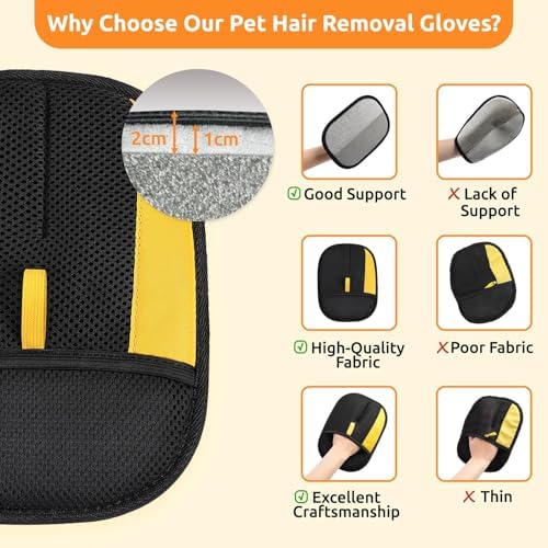 SAWMONG Pet Hair Removal Glove, 2Pcs Cat & Dog Reusable Pet Hair Remover Gloves New Upgrade, Grooming Pet Hair Remover Tool, Alternative to Lint Rollers - Image 4