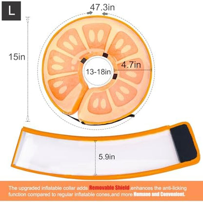 Inflatable Dog Cone Collar for Large Medium Small Dogs, Soft Dog Donut Collar Adjustable Recovery Cone for Pets After Surgery, Extra Enhanced Anti-Licking Guard Shield for Pets (Large, Orange) - Image 6