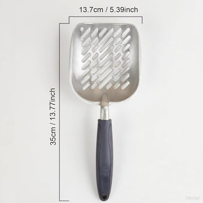 Navy Handle Giant Metal cat Litter Scoop Stainless Steel Oblique Hole Litter Box Scoop Size 13.58" Lx5.51 Wx1.97 H