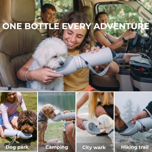 BICYSTAR Collapsible Water Bottle for Dogs, Foldable Leak-Resistant w/Drain-Back, Pet Travel Bowl, 18.6oz for Walks, Hiking & Road Trips - Image 4