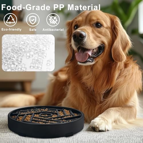 TOBYTO Slow Feeder Dog Bowls Large Medium Breed,Anti-Choking Slow Eating Dog Food Bowl,Non Slip Pet Slower Food Feeding Bowls Large Puzzle Slow Feeder Bloat Stop Maze Dog Dishes,Black - Image 2
