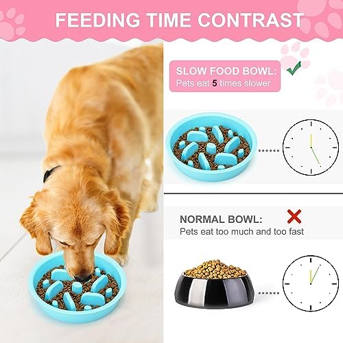 Slow Feeder Dog Bowls 3 in 1 Stainless Steel Food Water Bowl to Slow Eating - Image 2