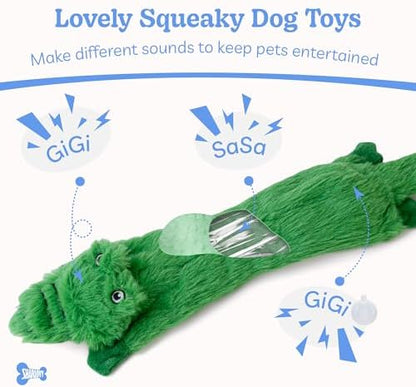 SHARLOVY Dog Squeaky Toys No Stuffing 2 Pack, Plush Crinkle Dog Toys for Large Breed, Durable Doggie Chew Cute Animals Puppy Toy for Teething - Image 3