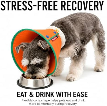 Soft Dog Cone Collar for Dogs & Cats, Adjustable Elizabethan Recovery Collar, Lightweight EPE Material, Post-Surgery Wound Protection (Orange, L) - Image 2