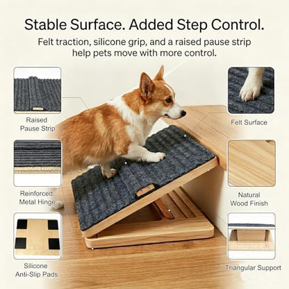 Dog Ramp for Indoor Stairs Porch Steps, 2 Pack Foldable Wooden - Image 5