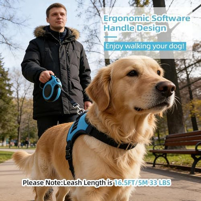 2 Pcs 16.5Ft Retractable Dog Leash,Up to 33 lbs,Blue and Pink - Image 7