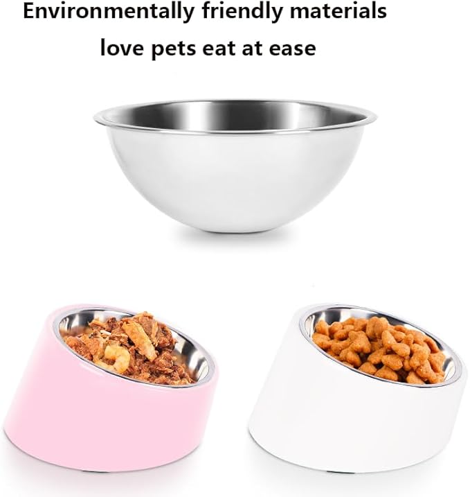 Slow Water Bowl for Dogs - Large Size Blue, 15 Degree Tilted Raised Pet Food Dish, Anti-Gulping Slow Feeder Water Bowl for Dogs