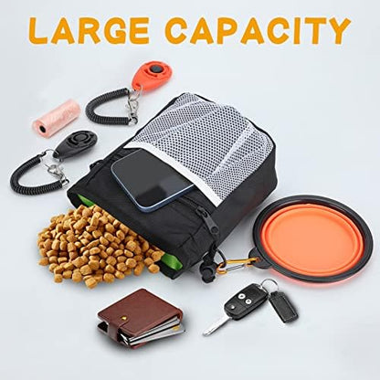 Dog Treat Pouch for Pet Training, 3-Way Wear Training Bag with 2 Clickers, Collapsible Bowl & Poop Bag, Large Capacity Dog Training Kit with Adjustable Waist Belt/Shoulder Strap for Walking - Image 2
