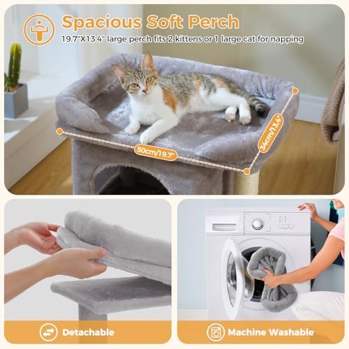 PAWZ Road 26" Cat Tree for Indoor Cats, Small Tower with 19X13”Bed - Image 3