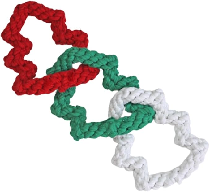 Midlee Interlocking Christmas Tree Rope Dog Toy