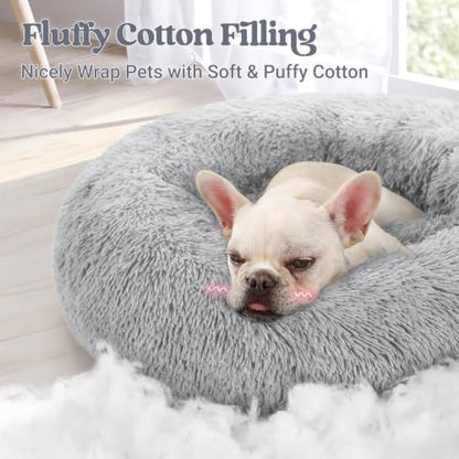 rabbitgoo Calming Cat Beds for Indoor Cats, 23 inches, Light Grey - Image 3