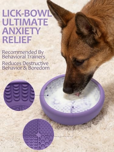 Dog Lick Bowl for Large Dogs, Lick Mat, Slow Feeder Lick Bowl with Brush and Scraper,Strong Suction, Freeze Licking Bowl for Anxiety Relief, Enrichment & Distraction, Dishwasher Safe 7.6 * 3.5 inch - Image 3
