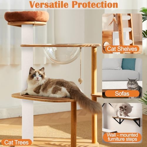 Cat Scratch Furniture Protector - 78.7" x 13.8" Trimmable Self-Adhesive Cats Claws Scratch Pads, DIY Cat Climbing Couch Protector for Scratch Post Cat Tree Replacement Indoor (Cream White) - Image 6