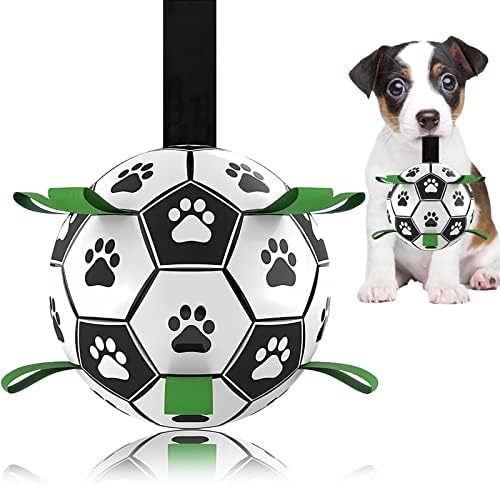 Dog Soccer Ball, Interactive Toys for Tug of War, Puppy Birthday Gifts, Tug Toy, Water Toy, World Cup Durable Balls for Small & Medium Size (6 inch) by Unknown