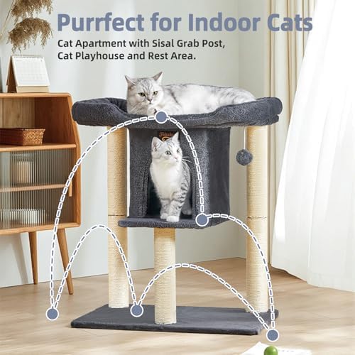 Cat Tree Tower Scratching Post for Indoor Large Adult Cats with Perch Bed - Image 6