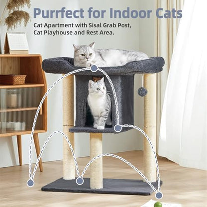Cat Tree Tower Scratching Post for Indoor Large Adult Cats with Perch Bed - Image 6
