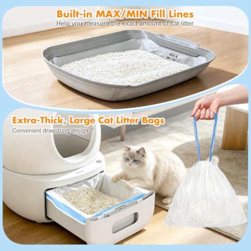 BKNOOU 2 Pack Self Cleaning Litter Box Waterproof Pads with 30 Liners - Image 4
