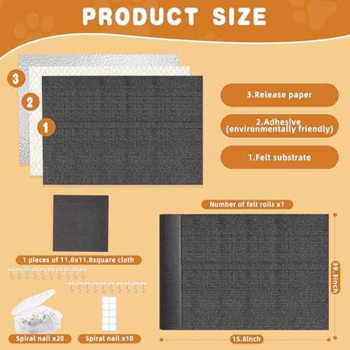 2Pack Cat Scratch Furniture Protector, Self-Adhesive, Dark Gray - Image 6