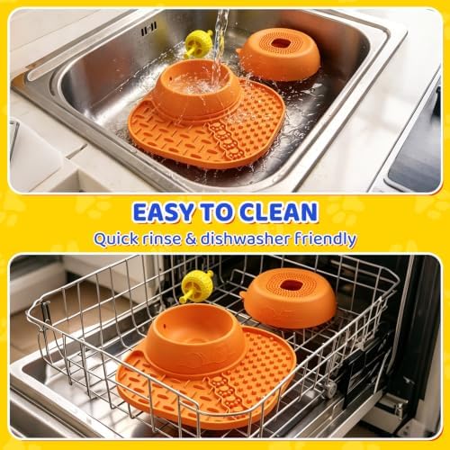 Slow Feeder Dog Bowls with Rolling Ball & Lick Mat, 2-in-1 Enrichment Feeder for Liquid & Thick Treats, Anti-Slip Suction Base, 150ml for Small Medium Large Dogs & Cats - Image 6