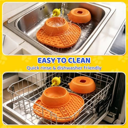 Slow Feeder Dog Bowls with Rolling Ball & Lick Mat, 2-in-1 Enrichment Feeder for Liquid & Thick Treats, Anti-Slip Suction Base, 150ml for Small Medium Large Dogs & Cats - Image 6