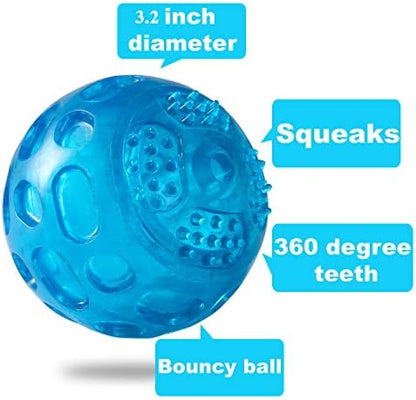 3'' Squeaky Dog Toy Balls for Lagre Medium Breed, Indestructible Dog Balls for Playing, Fetching & Retrieving, Durable Aggressive Chewers, 2 PCS Green+Purple - Image 3