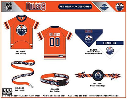 Pets First NHL Edmonton Oilers Puck Toy for Dogs & Cats. Play Hockey with Your Pet with This Licensed Dog Tough Toy Reward! 15 inches long